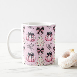 Taza De Café Patrón Halloween de la Calabaza Rosa Coquette