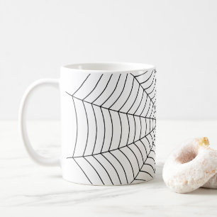 Taza De Café Patrón Halloween de telaraña blanca y negra