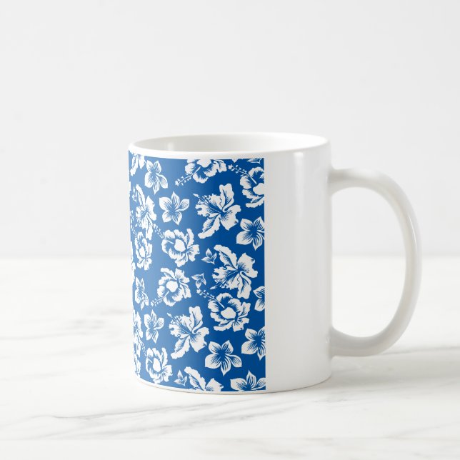Taza De Café Patrón hawiano de flores azules (Derecha)