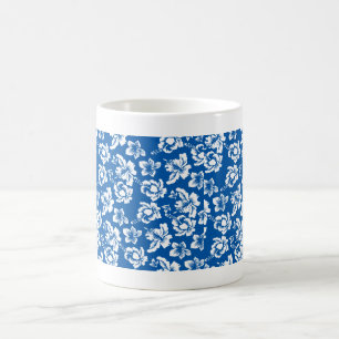 Taza De Café Patrón hawiano de flores azules