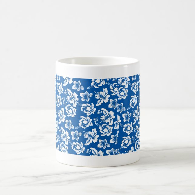 Taza De Café Patrón hawiano de flores azules (Centro)