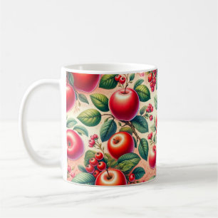 Taza De Café Patrón hermoso con manzanas rojas