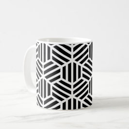 Taza De Café Patrón Hexagon Geométrico Blanco Negro