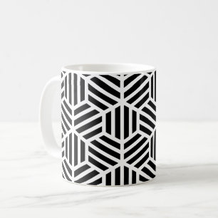Taza De Café Patrón Hexagon Geométrico Blanco Negro