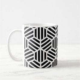 Taza De Café Patrón Hexagon Geométrico Blanco Negro