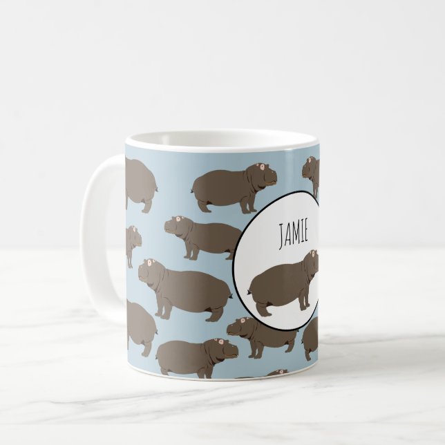 Taza De Café Patrón Hippopótamo Hippo Personalizado (Anverso izquierdo)