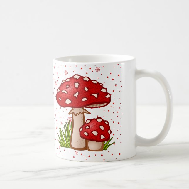 Taza De Café Patrón hongo - Toadstoide rojo Diseño caprichoso (Derecha)