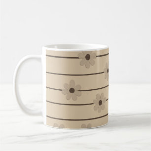 Taza De Café Patrón horizontal Strip Brown Khaki Flower Y2K