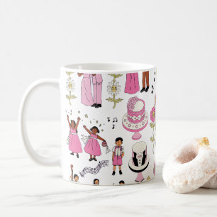 Taza De Café Patrón Ilustrativo de Celebración de Boda Divertid