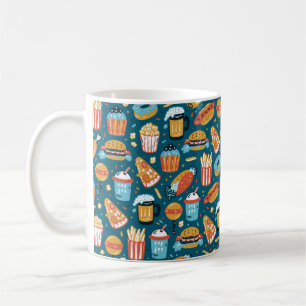 Taza De Café patrón incomparable de Iconos de comida rápida. Re