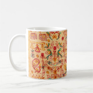 Taza De Café Patrón indio sobre indio, tejido, india, nacer