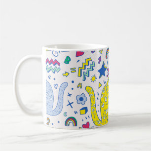 Taza De Café patrón infantil con tigre, letras, arcos de lluvia