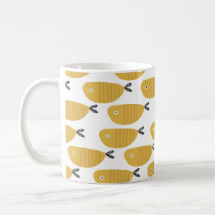 Taza De Café Patrón infantil sin foco con peces divertidos. Cr