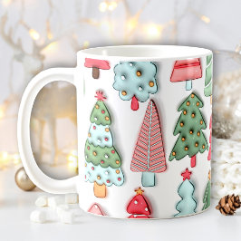 Taza De Café Patrón inflado del árbol de Navidad de Pastel Cute