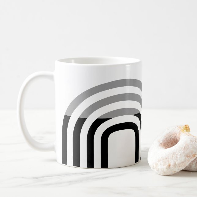 Taza De Café Patrón inicial blanco monotónico moderno negro (Con donut)