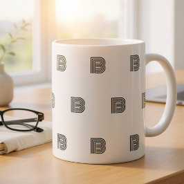 Taza De Café Patrón Inicial de Monograma Moderno Mínimo