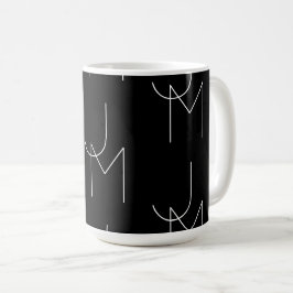 Taza De Café Patrón inicial moderno 2 | Negro y blanco