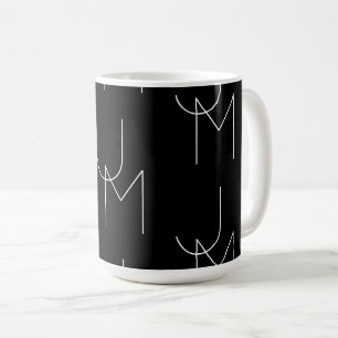 Taza De Café Patrón inicial moderno 2 Negro y blanco