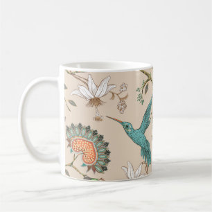 Taza De Café Patrón ininterrumpido beige con flores estilizadas