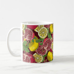 Taza De Café Patrón ininterrumpido de color con granadas y lem