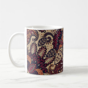 Taza De Café Patrón ininterrumpido de flores paisley con fl dec