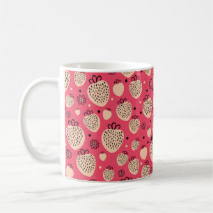 Taza De Café patrón ininterrumpido de fresa rosa