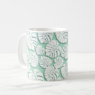Taza De Café Patrón ininterrumpido de la monstera de la palma 3