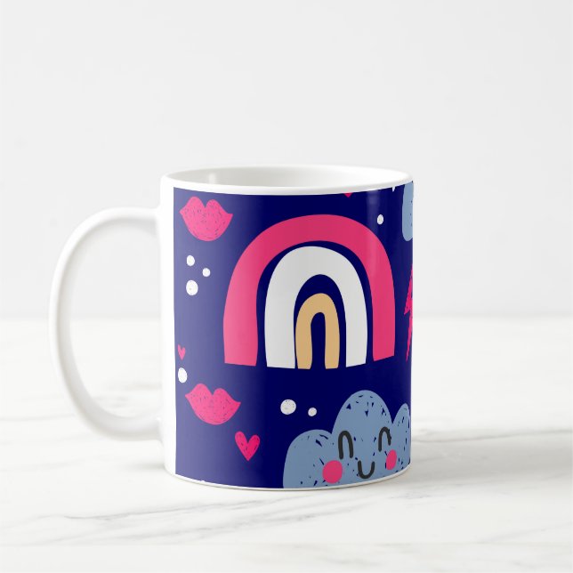Taza De Café Patrón ininterrumpido de los niños, arco iris, nub (Izquierda)
