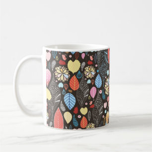 Taza De Café Patrón ininterrumpido de otoño con hojas colorid