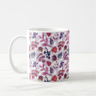 Taza De Café Patrón ininterrumpido de otoño vegetal, dibujo con