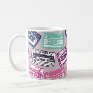 Taza De Café patrón ininterrumpido de vintage con audio antiguo