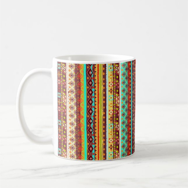 Taza De Café Patrón ininterrumpido del boho étnico. Impresión d (Izquierda)