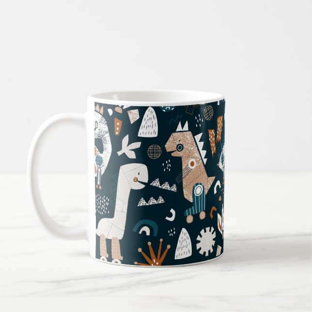 Taza De Café Patrón ininterrumpido infantil con dinosaurio dibu (Izquierda)