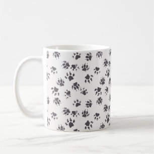 Taza De Café patrón ininterrumpido vintage con huellas de pata