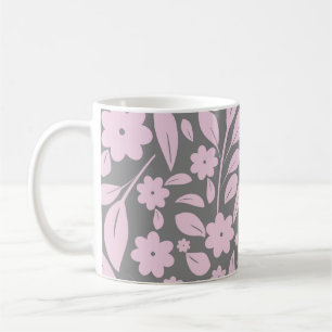 Taza De Café Patrón inmaculado con flores rosadas y pulga