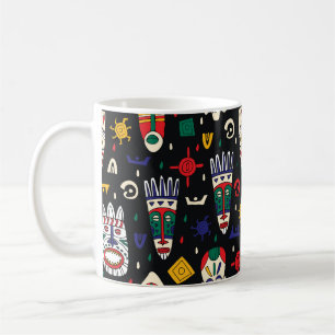 Taza De Café Patrón inmaculado de máscaras tribales africanas