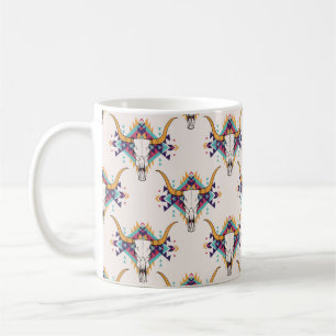 Taza De Café patrón inmaculado de tribal vintage con cráneo tor