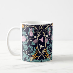 Taza De Café Patrón inoxidable de vintage floral. Vintage moder