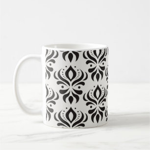 Taza De Café Patrón inquebrantable del damasco floral vintage. 
