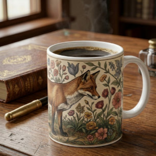 Taza De Café Patrón inspirado en William Morris Zorro en flores