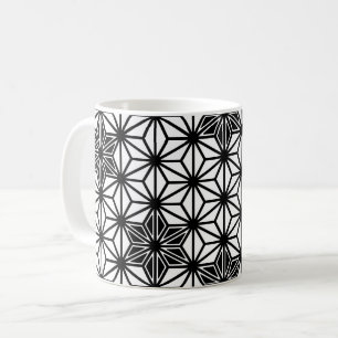 Taza De Café Patrón japonés de Asanoha - blanco y negro