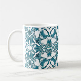 Taza De Café Patrón Kaleidoscopio verde azulado de Starburst