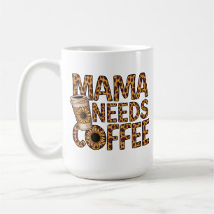TAZA DE CAFÉ PATRÓN LEOPARD MAMA NECESITA CAFÉ SUNFLOWER
