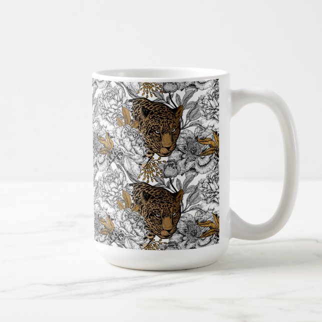 Taza De Café Patrón Leopard & Peonies (Derecha)