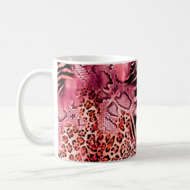 Taza De Café Patrón leopardo sin foco, cebra abstracta. leopard (Izquierda)