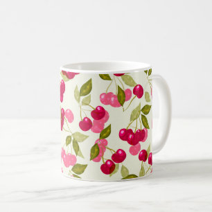 Taza De Café Patrón lindo de cereza roja de dibujos animados si
