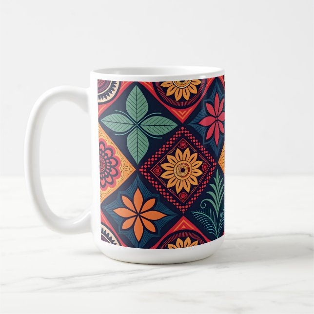 Taza De Café Patrón mágico de las flores (Izquierda)