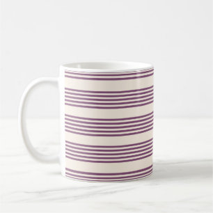 Taza De Café Patrón malva morado y beige de cinco rayas