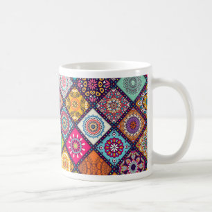 Taza De Café Patrón Mandala colorido marroquí