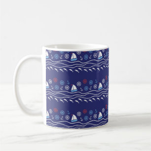Taza De Café Patrón marino sin costuras. Ilustracion de época